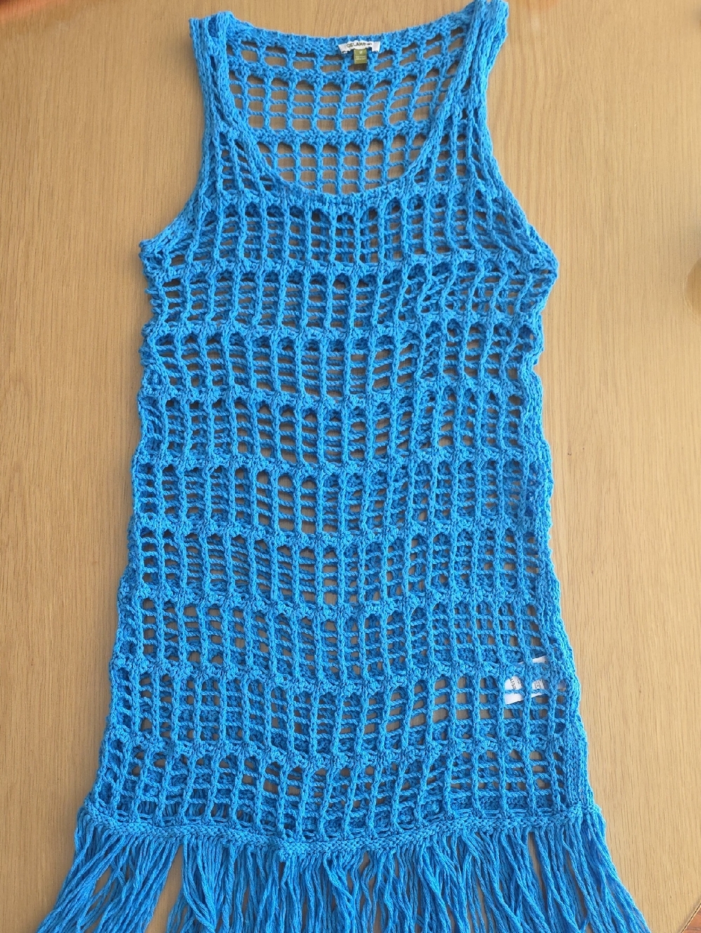 Anthropologie x Celandine Blue Crochet Fringe Swim Cover-Up